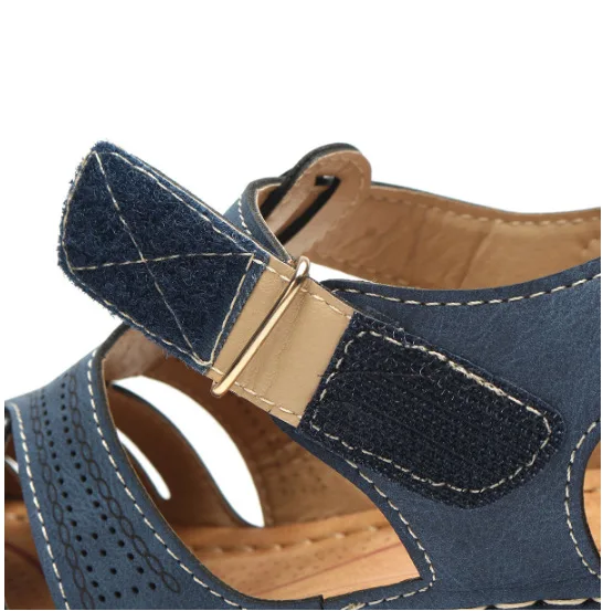 Сандалии женские с круглым носком босоножки вырезами на щиколотке мягкая