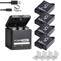 powertrust battery for gopro hero 8 hero7 hero 6 hero 5 black batteryusb triple charger with type c port for gopro hero7 6 8