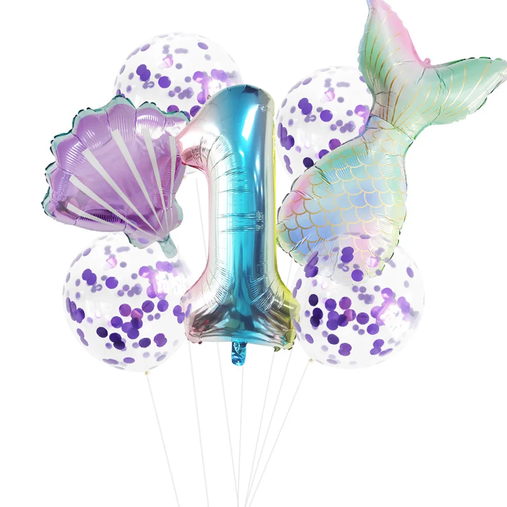 

Mermaid Birthday Party Decorations Tail Balloons Set Under The Sea Party Supplies Happy Birthday Balloons Decor Baby Shower