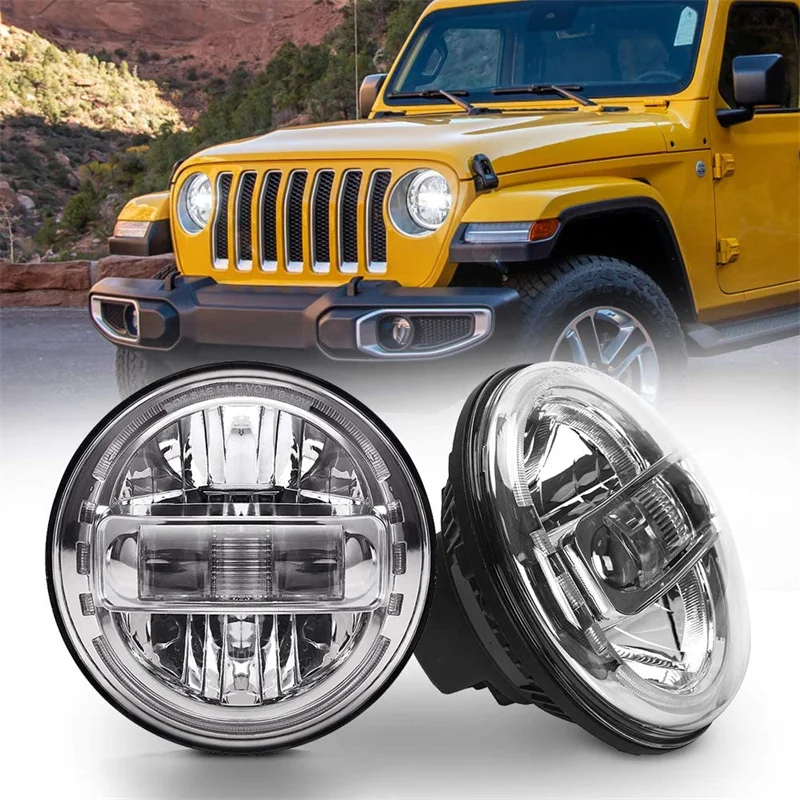 7 Inch LED Headlight Round For	