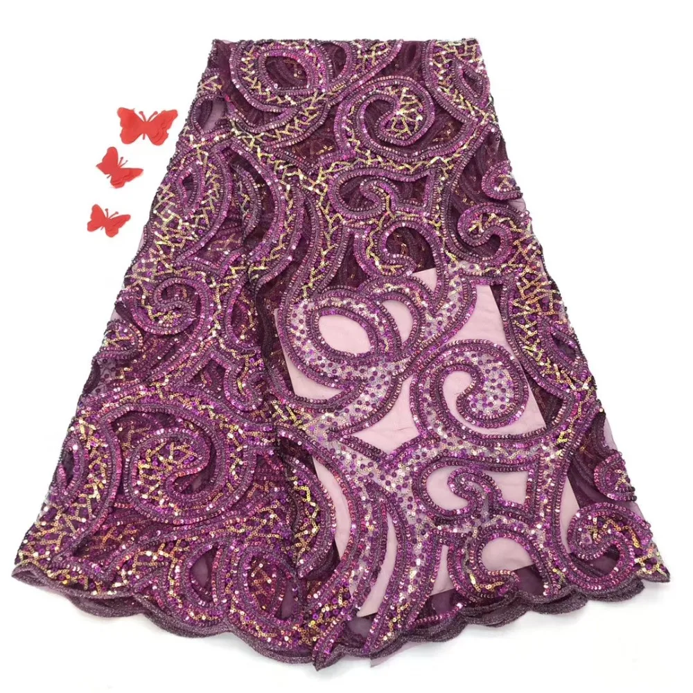 Самая популярная африканская кружевная ткань с блестками Высококачественная
