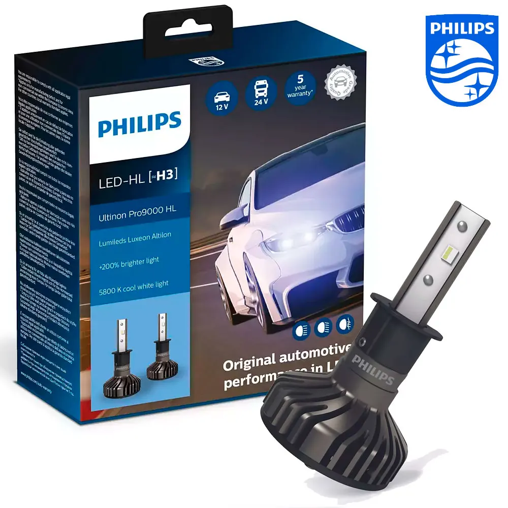 Светодиодные автомобильные лампы Philips H3 Ultinon Pro9000 HL LED 5800K (2 шт.) 11336U90CWX2 - купить по