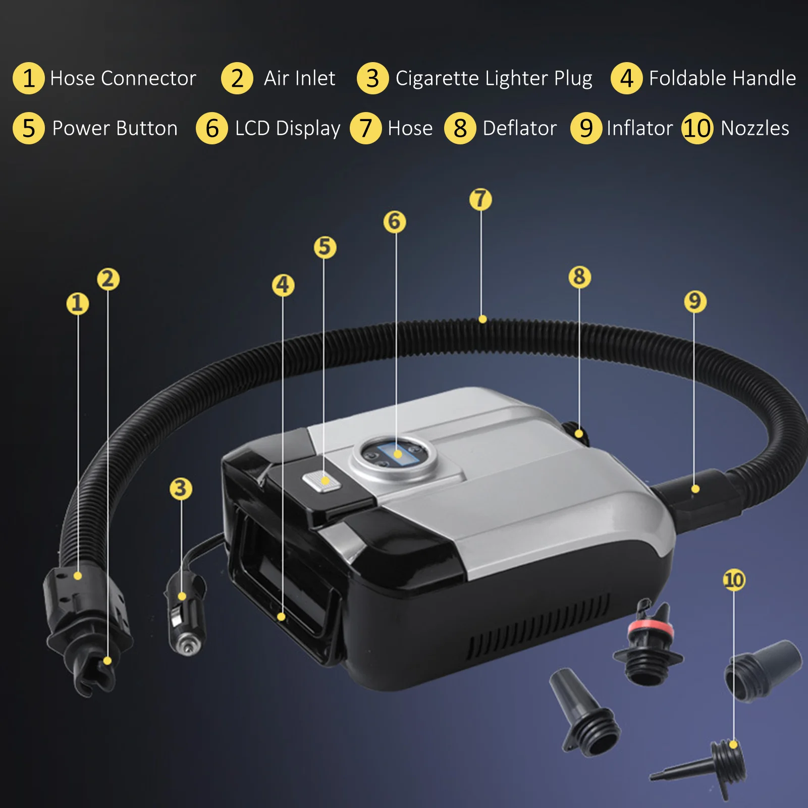 Sup electric air pump 12V fast inflator with digital display for surfboards and inflatable boats | Спорт и развлечения