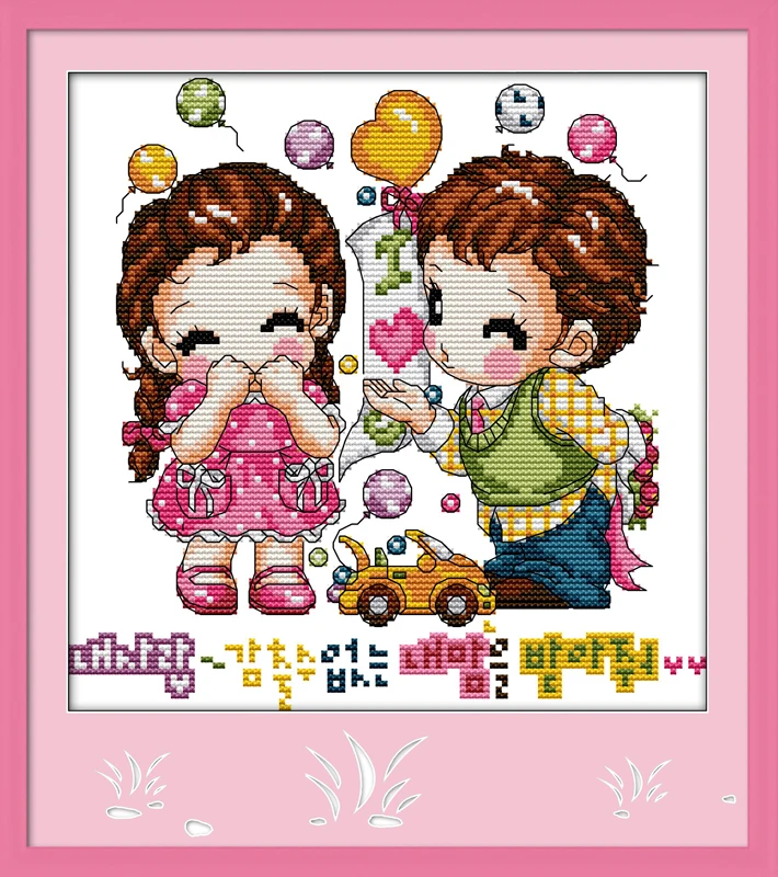 

Набор для вышивки крестом «бросить кого-то поцелуй», картина с изображением любителей мультфильмов, DMC 18 14ct 11ct, рукоделие «сделай сам»