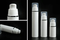 15ml 30ml 50ml pp plastic airless bottles white airless vacuum pump lotion bottle with silver line wholesale