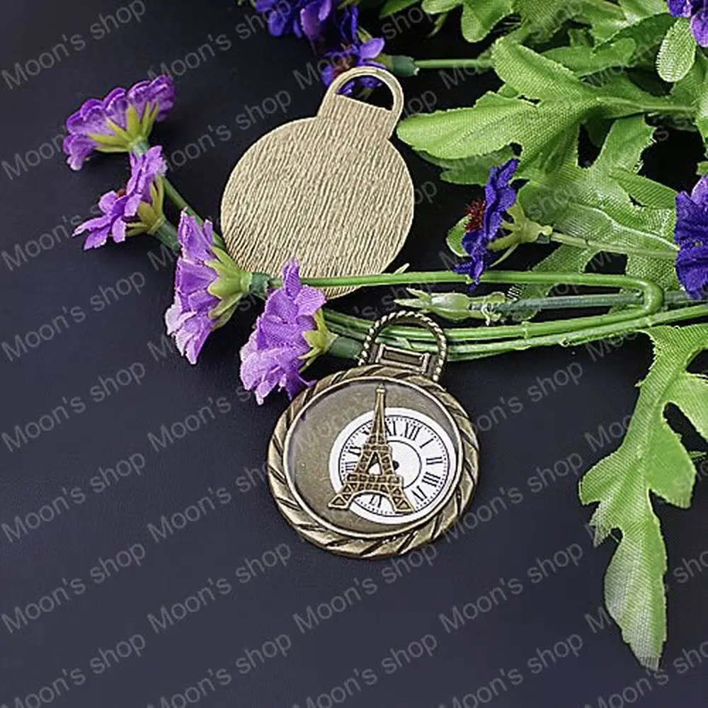 

Оптовая продажа, часы из античной бронзы и эпоксидной смолы 45*35 мм, Плоские Подвески из сплава с изображением Эйфелевой башни, фурнитура «сд...