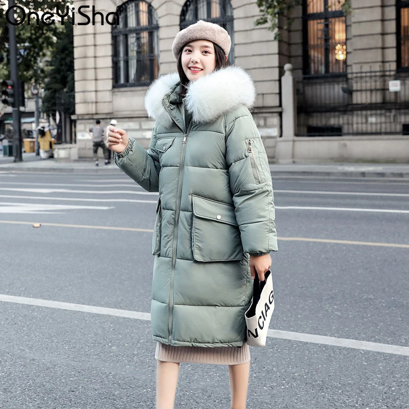 Зимние новые пуховики с натуральным лисьим мехом Длинные повседневные свободные