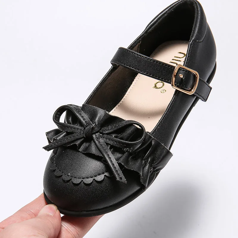 2020 Весенняя детская обувь с бантом туфли принцессы на плоской подошве для