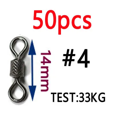 50pcs size 4 20 штук/50 шт высокое Скорость морской рыбалки тиснением прокатки «Три в одном» поворачивается на твердые кольца леска Разъем рыболовные снасти аксессуары - Цвет: 50pcs size 4