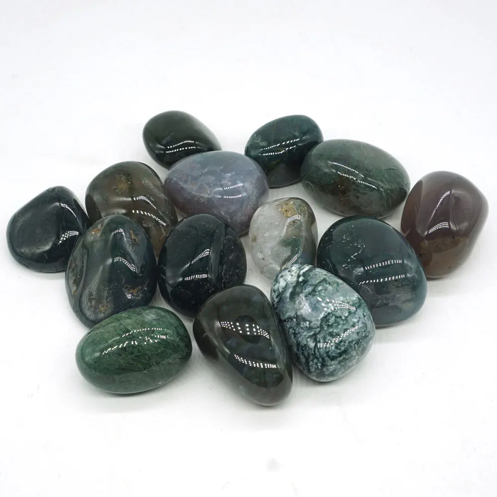 

200g Natural Gemstone Green Moss Agate Crystal Bulk Tumbled Stone Polished Quartz Mineral Reiki Healing Specimen Home Decoration