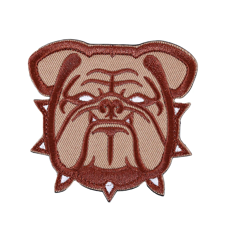 Изысканный серый бульдог Ткань наклейки Красивая Милая Вышивка Липучка