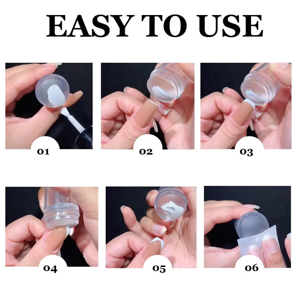 Jelly Color Silicone Nail Art Stamper Smile Bevel French Mold Stamping Template with a Scraper for DIY Manicure Style | Красота и