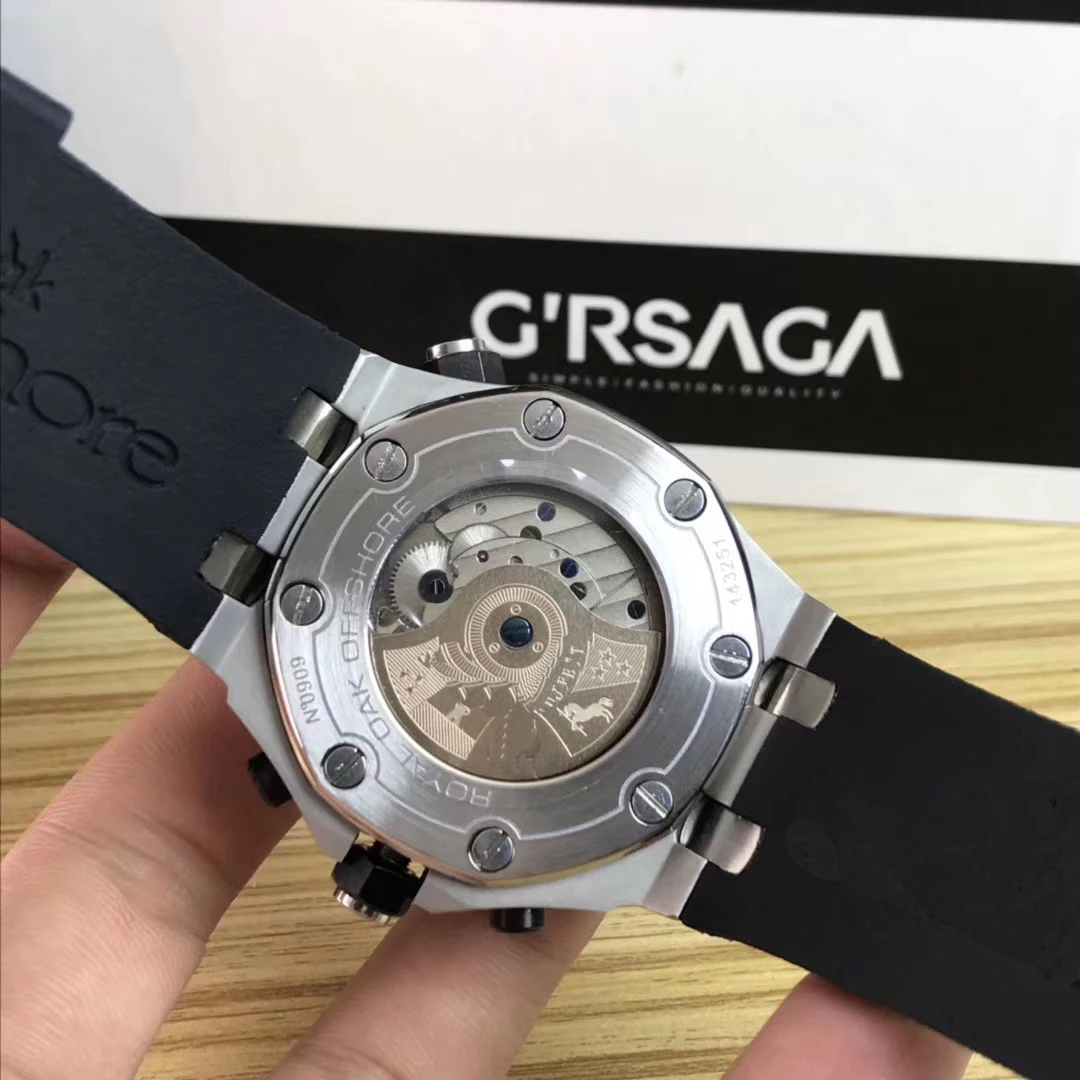 

Classic New Men Automatic Mechanical Sapphire Glass Back See Through Silver Black Rubber Stainless Steel Sport Watch AAA+