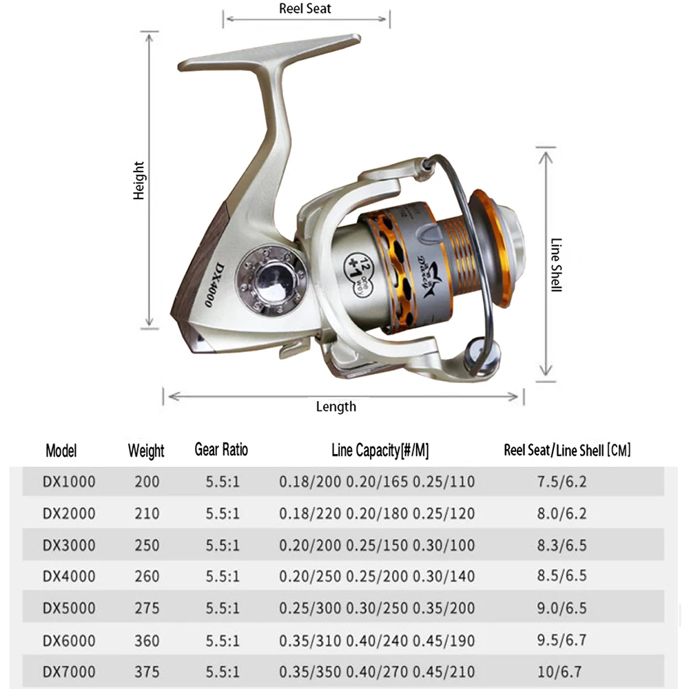 Yumoshi DX 1000- 7000 13BB 5 5: 1 Рыболовная катушка металлическая спиннинговые Рыболовные