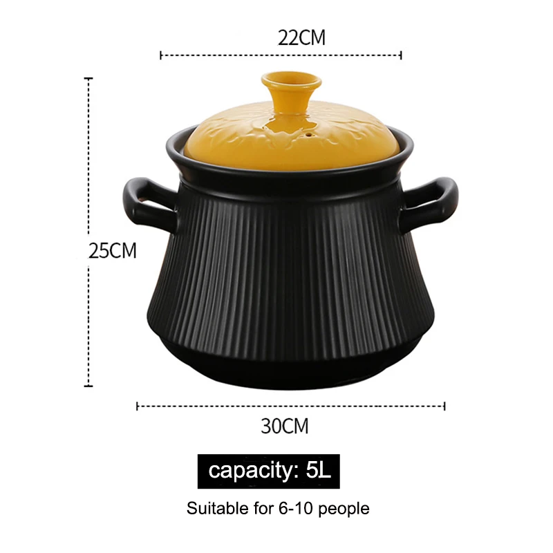 High Pot 5L Высокая термостойкость большая емкость медицинский горшок каша плита кастрюля керамическая котел суп камень котел - Цвет: High Pot 5L