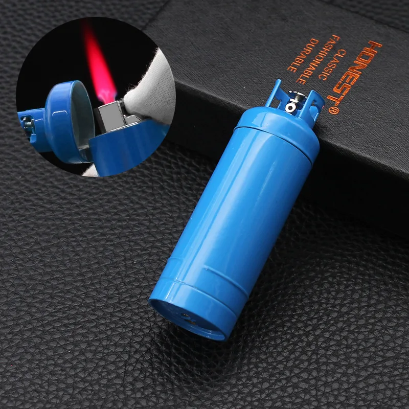 

Струйная зажигалка, ветрозащитная газовая зажигалка в форме резервуара, зажигалка с красным пламенем, заправляемая Бутановая газовая зажи...