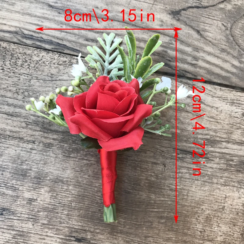 Бутоньерка цвета слоновой кости для жениха шафера Шелковая Роза цветок