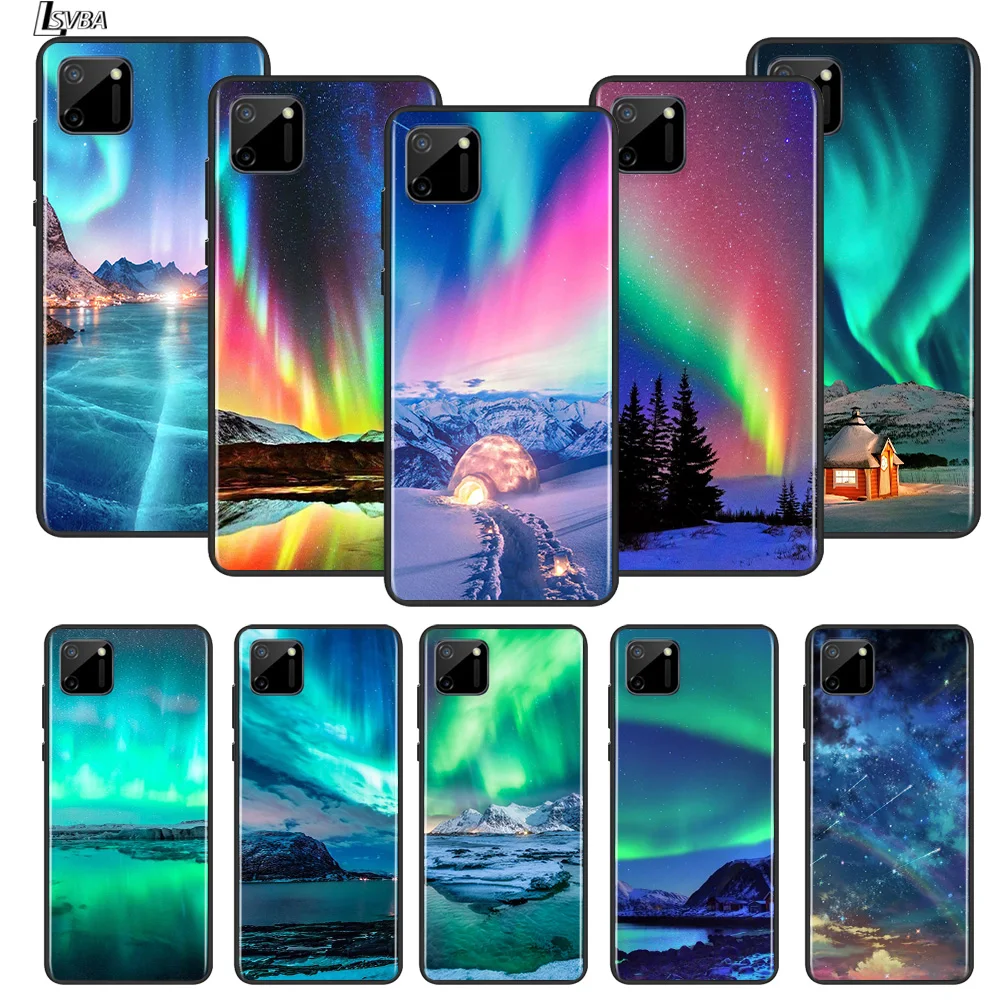 

Romantic Northern Lights For OPPO Realme Narzo 20 C2/3/11/12/15/17 X2 X3 X7 XT X50 Q2 Q2i V3 V5 V15 Pro Black TPU Phone Case