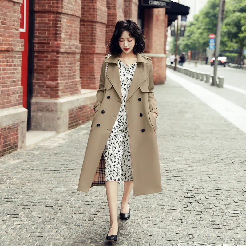 

CMAZ Women's Autumn New Trench Coat Coat, Lace up Slim Fit British Style Coat