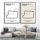 Постер Alvar Aalto 41 Paimio, Постер Alvar Aalto с принтом стульев, дизайн среднего века, украшение кресла 41 Paimio