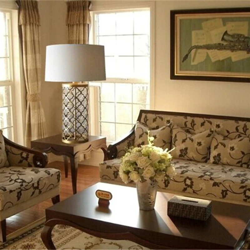 Простые теплые золотые настольные лампы в стиле ретро креативное освещение американском для спальни фойе