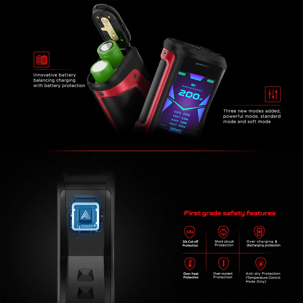 

2pcs Geekvape Aegis X 200w box mod E cigarette vape Mod fit 5.5ml cerbrus /Aero atomizer fast fire vaporizer cigarette vape mod