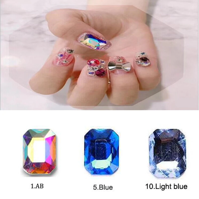 11 цветов квадратные ювелирные украшения с плоским основанием каменные Типсы для