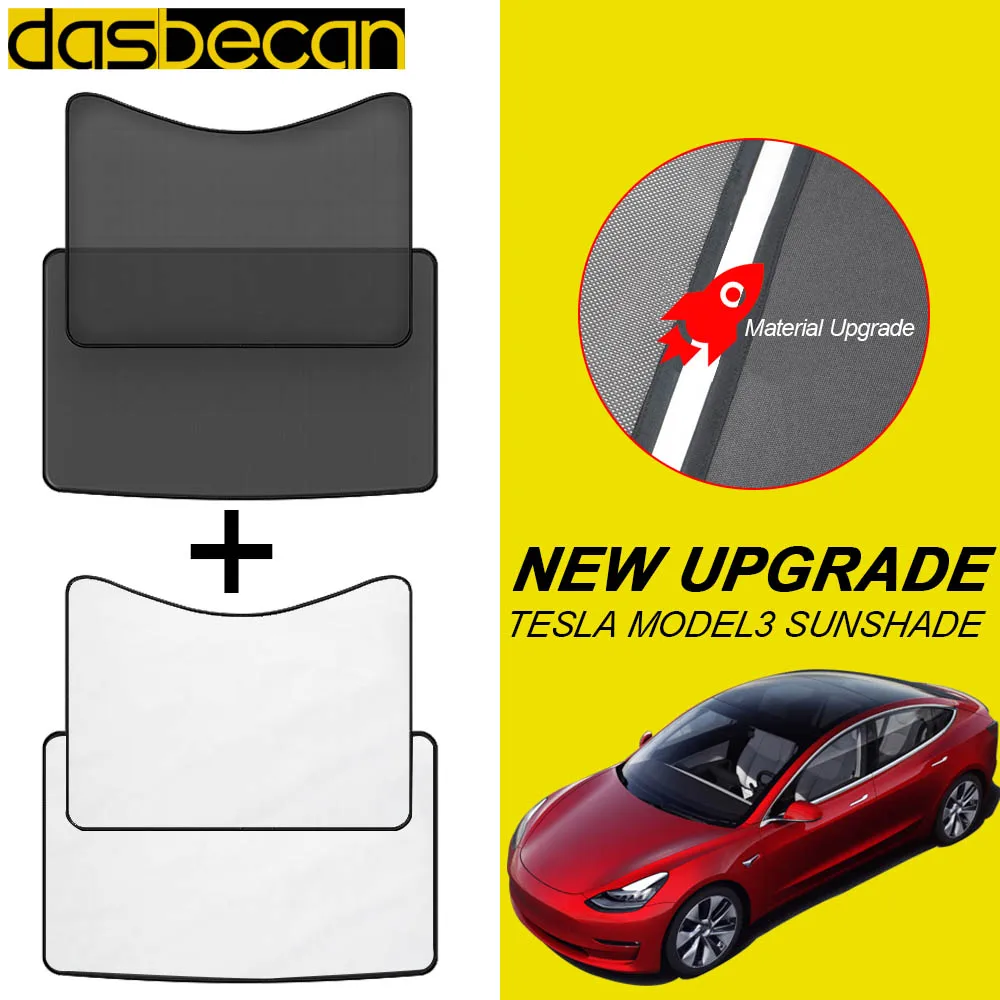 

Dasbecan Sunroof Sunshade Tesla Model 3 Windshield Shade Front Rear SunShade For Tesla Accessories Glass Roof Sunshade