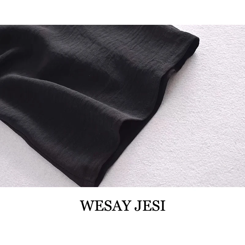 

WESAY JESI Fashion Summer Women's Pants Vintage Straight Elastic High Waist Pants Woman Clothes Casual Loose Trouser Office Lady