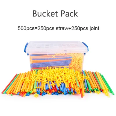 500 pcs box pack 4D соломенные строительные блоки туннельные формы элементы трубопровода сшивание вставленные строительные игрушки для детей Подарки - Цвет: 500 pcs box pack