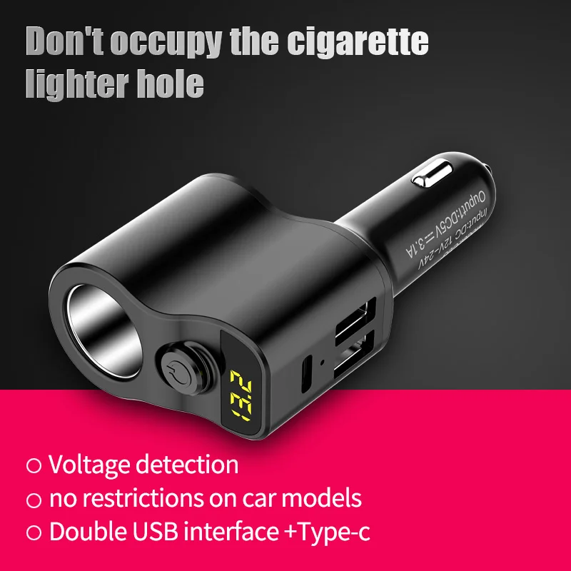 YIBEIKA автомобильное зарядное устройство с двойным USB цифровым дисплеем