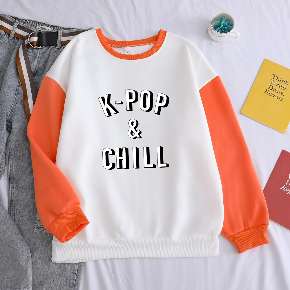 Осенне зимняя женская толстовка Kpop & Chill новинка Лидер продаж однотонная