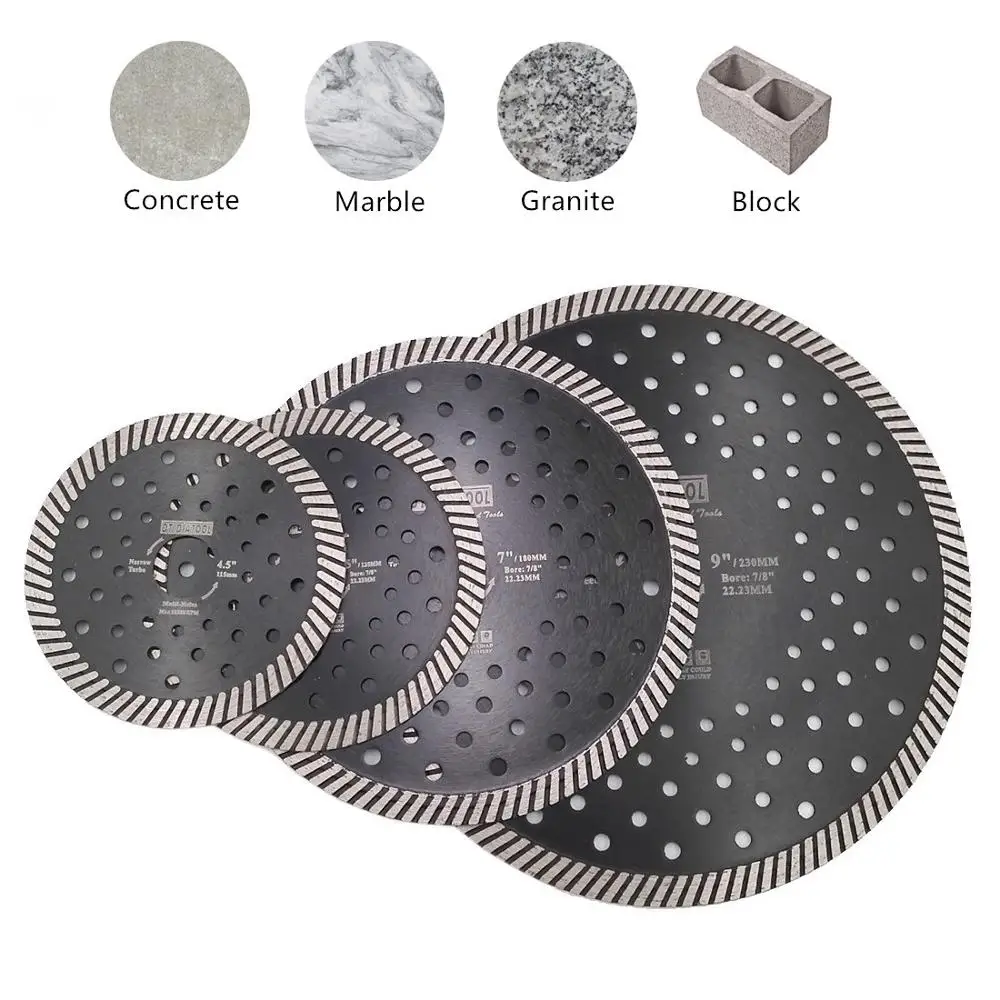 

DT-DIATOOL 1pc Diamond Narrow Turbo Saw Blade Multi Holes Cutting Disc for Concrete Granite Marble Masonry Cutting Wheel