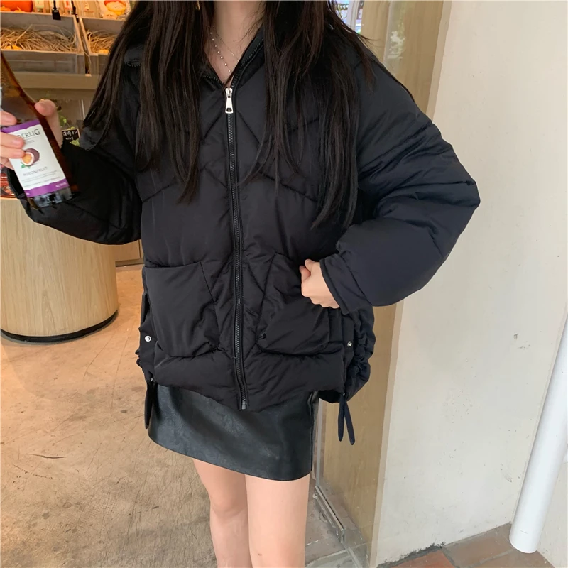 

2020 New Fashion Women's Winter Bread Parka Coat Hooded Thick Warm Large Size Solid Color Cotton Padded Jacket Female
