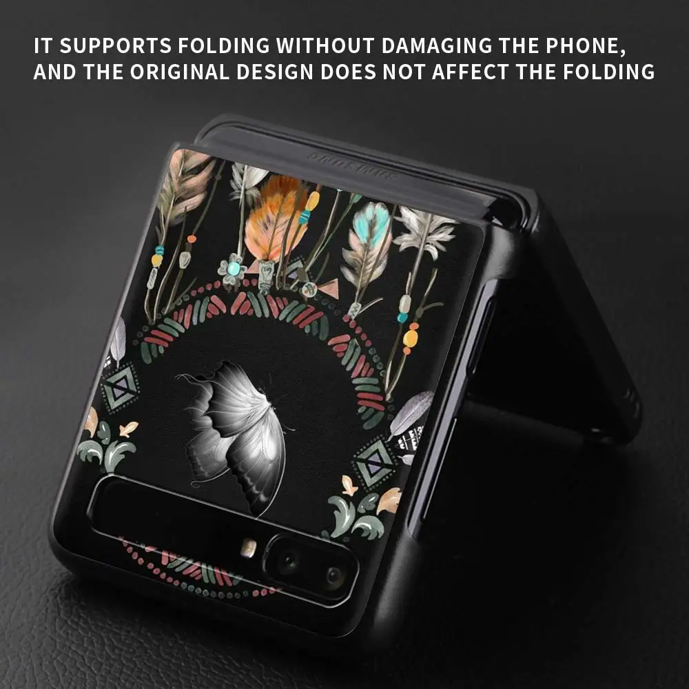 

Case For Samsung Galaxy Z Flip Fold Shockproof ZFlip 5G Foldable Black Hard Phone Bag Cover Shell Dream Big Dream Catcher