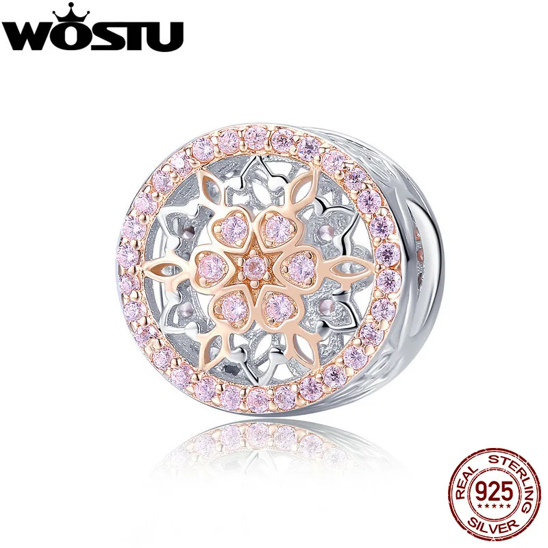 Браслет WOSTU CQC923 из стерлингового серебра 925 пробы с цветущим цветком и бусинами