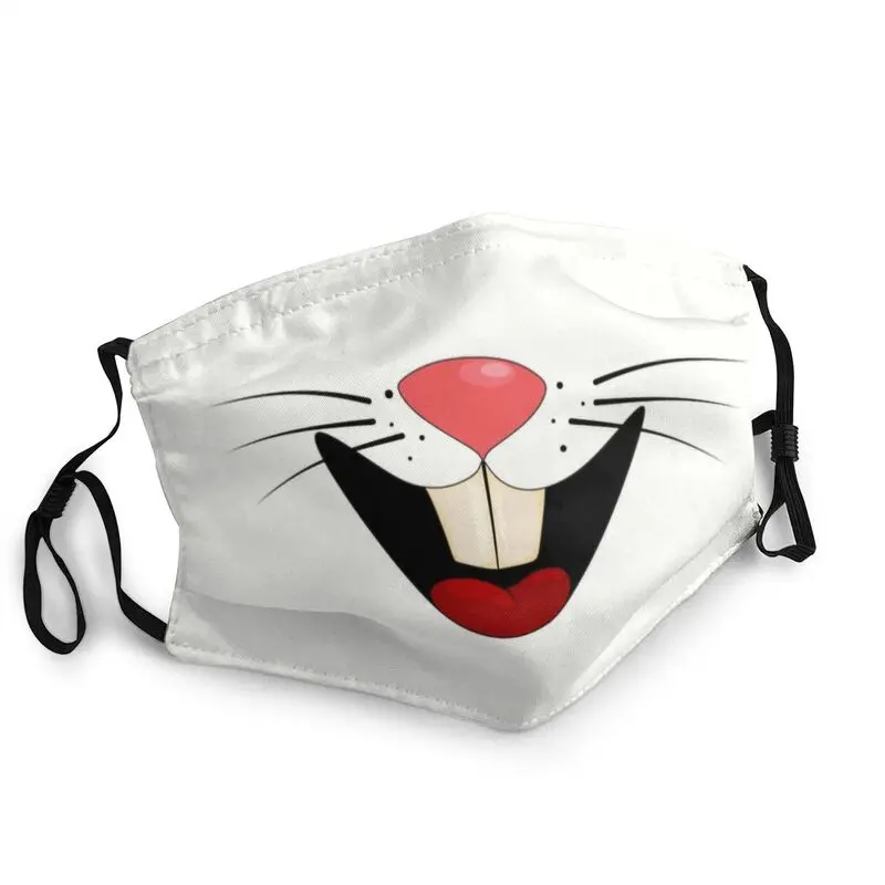 

Маска многоразовая с улыбающимся кроликом для взрослых, респиратор для защиты от пыли и смога, маска для рта