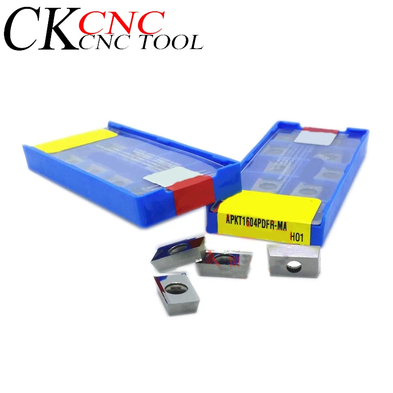 

10 шт. APKT1604PDFR-MA H01 APKT1604PDFR ЧПУ Токарный станок Режущий Карбид Фрезерный резак алюминиевый сплав лезвие