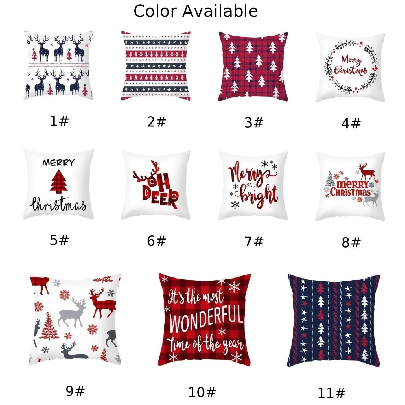

Merry Christmas Red Series Cushion Cover Throw Pillow Case Festive Elk Snowflake High Quality Home Table & Sofa Linens