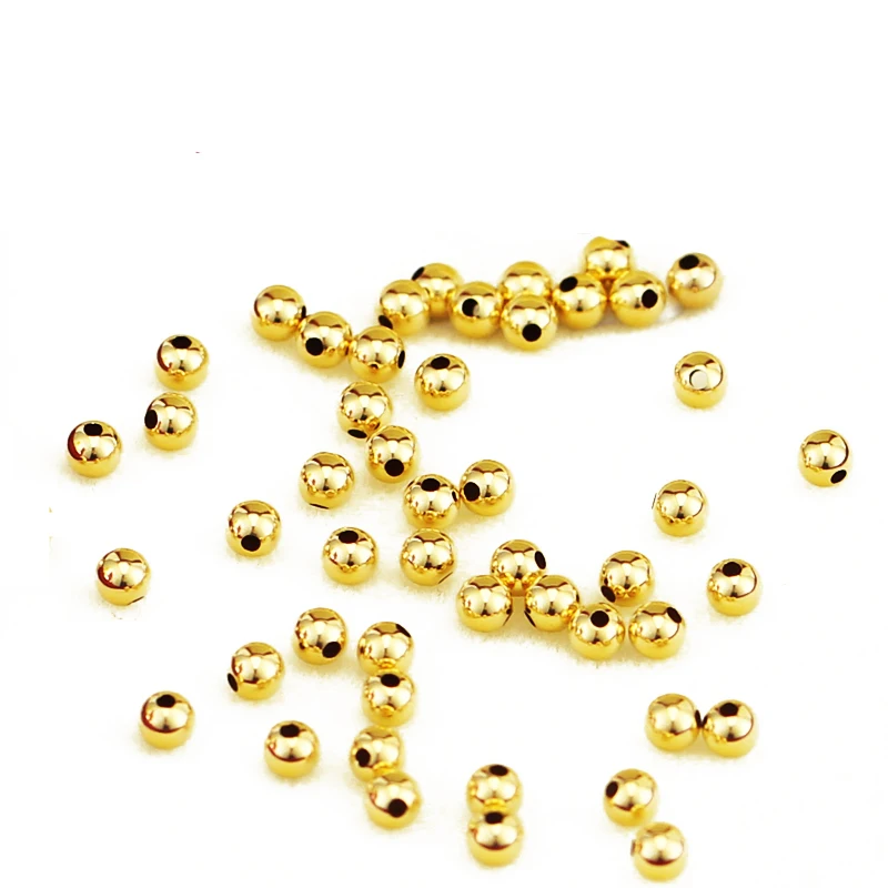 

New Really 18K Yellow Gold Beads AU750 Yellow Gold Smooth 3mm Loose Beads