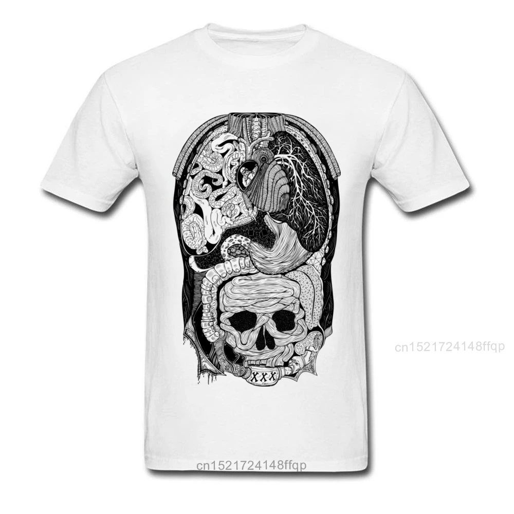 Полная Анатомия 2018 Мужская футболка с принтом черепа черная белая классическая