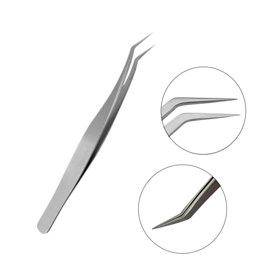 1PC Silver Curved 1 шт. пинцеты прямые, изогнутые для наращивания ресниц высокоточные пинцеты для бровей советы для дизайна ногтей кусачки инструменты для макияжа - Цвет: 1PC Silver Curved