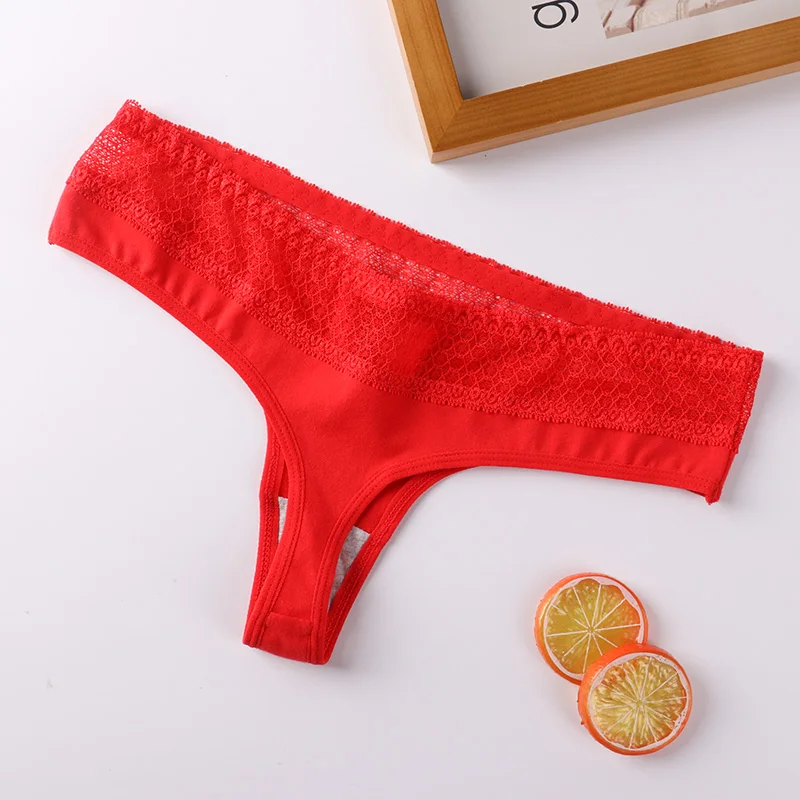 Трусы-стринги женские с низкой посадкой однотонные хлопковые подкладкой