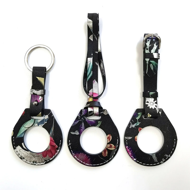 

Waterproof Keychain For Apple Airtag Case PU Clamshell Floral Protective Sleeve Airtags Dog Anti Lost Tracker Hangable Wallet