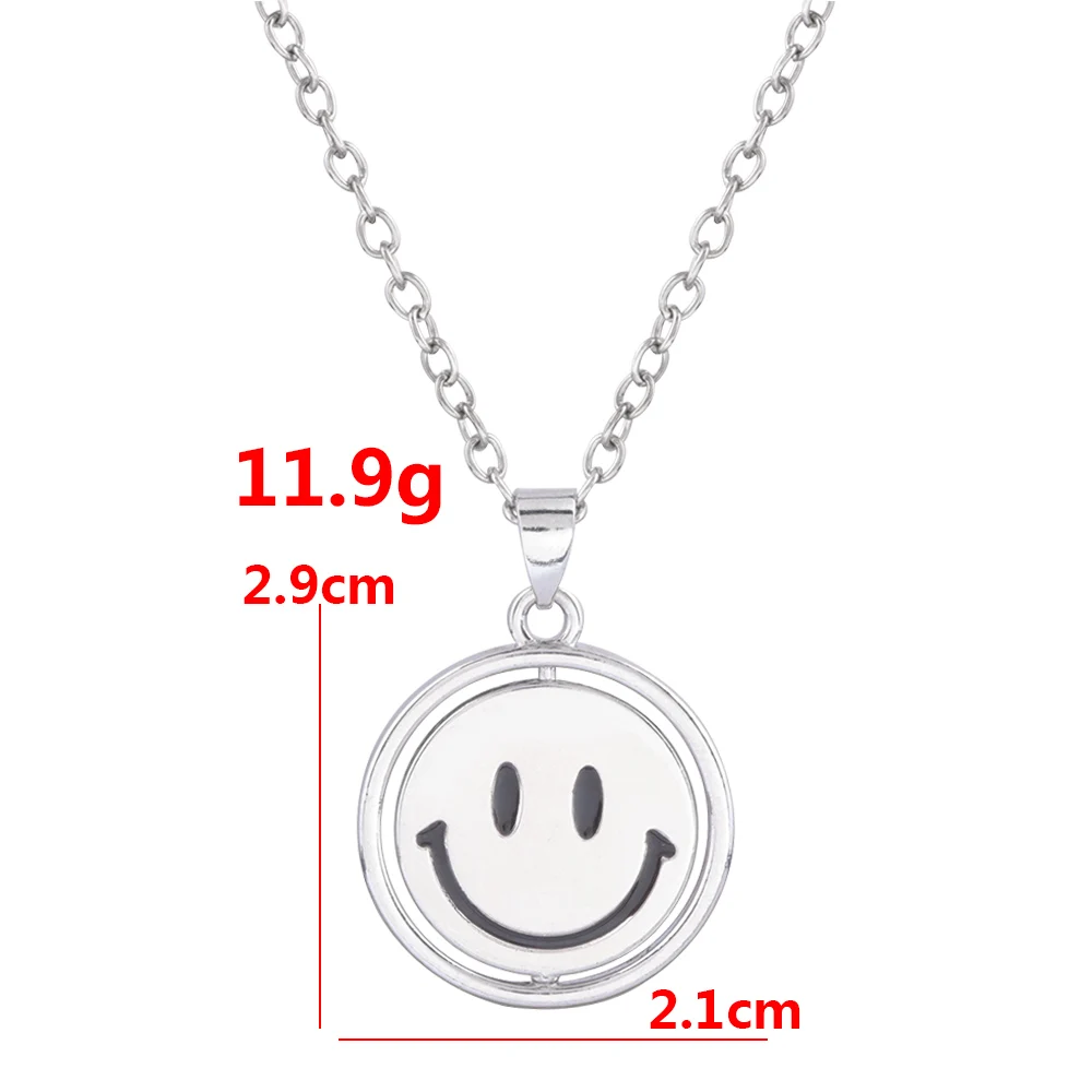 

Smiley Crying Face Necklace Reversible High Quality Pendant Necklace Girl Jewelry Silver Color Trendy Kpop Zinc Alloy Collares