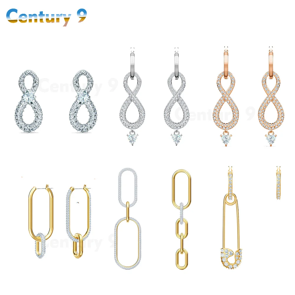 

SWA 1:1 Fashion Jewelry 2021 NEW Chain 8-Shape Charm Women's Earrings High Quality Best Gift Korean Fashion Pendant Earrings