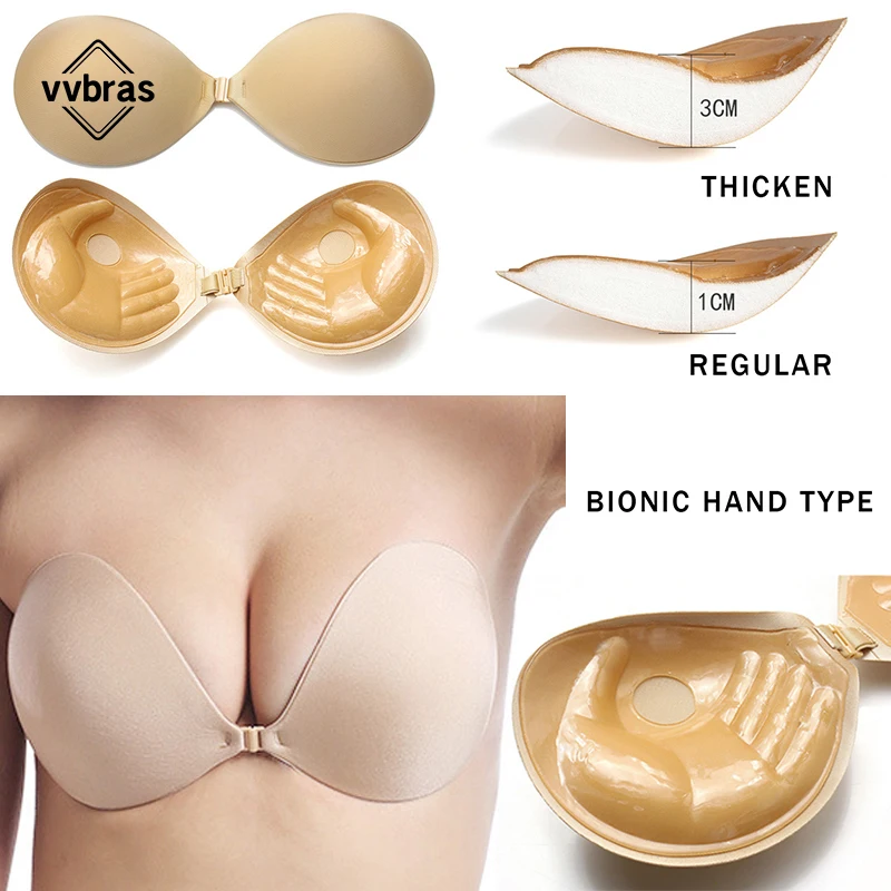 

vvbras Adhesive Invisible Bra Silicone Strapless Women Bra Sticky Bralette Underwear Lingerie Super Push Up Non Slip Plus Size
