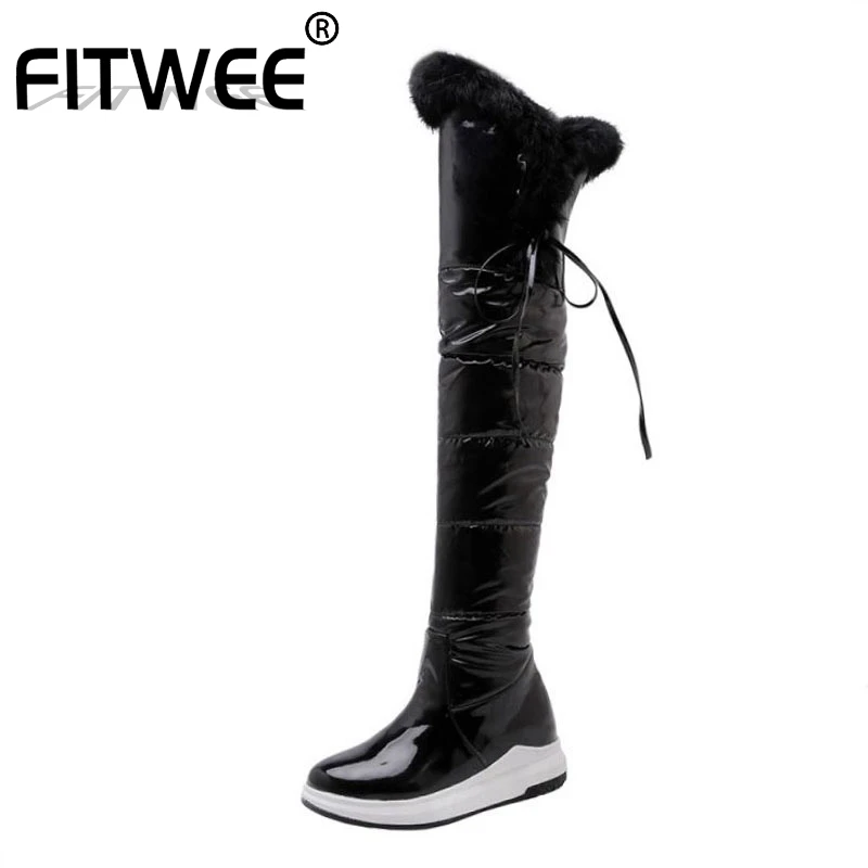 FITWEE женские сапоги на снежную погоду зимние по колено держать теплый плюш