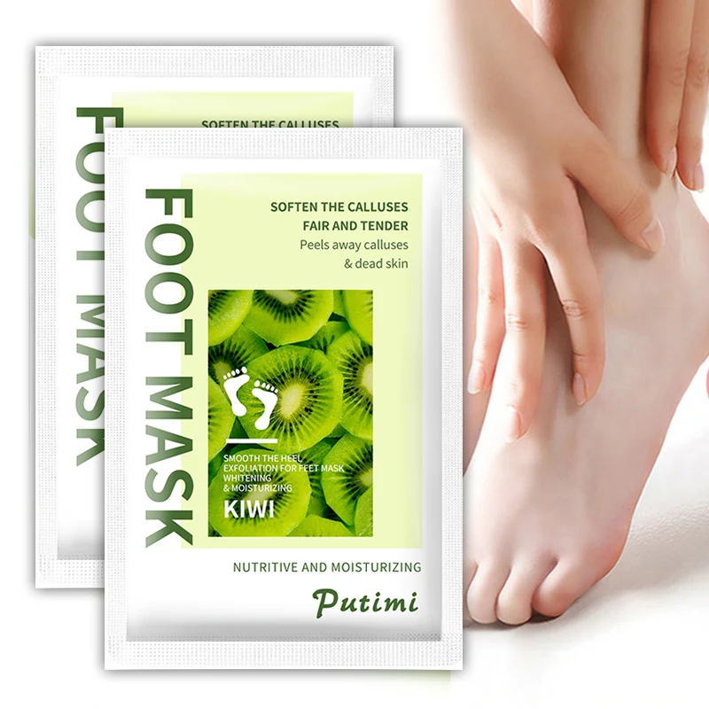 

PUTIMI 30Pack Kiwi Whitening Foot Peel Mask for Legs Feet Mask Exfoliating Socks Pedicure Anti Crack Heel Remove Skin Foot Patch
