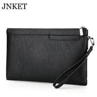 jnket soft pu leather mens clutch handbag zipper clutch long wallet business bag large capacity clutch bag detachable wristlet